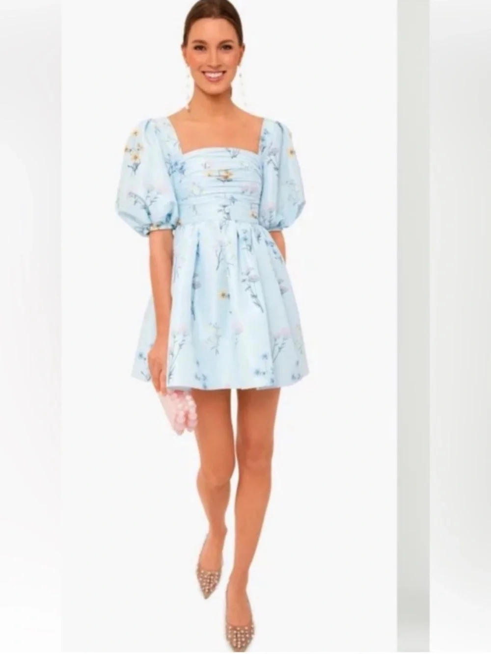 Self Portrait Blue Floral
Taffeta Watercolor Puff Sleeve Mini
Dress Sz 6 - Picture 4 of 16